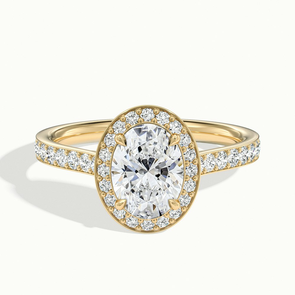 1.0 Carats Lab Grown Diamond Oval Shape E-VS1 Halo & Pave Engagement Ring