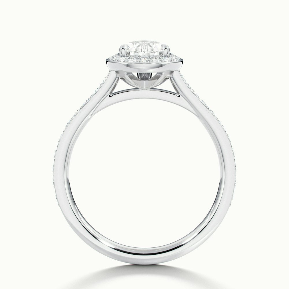 1.0 Carats Lab Grown Diamond Pear Shape E-VS1 Halo & Pave Engagement Ring