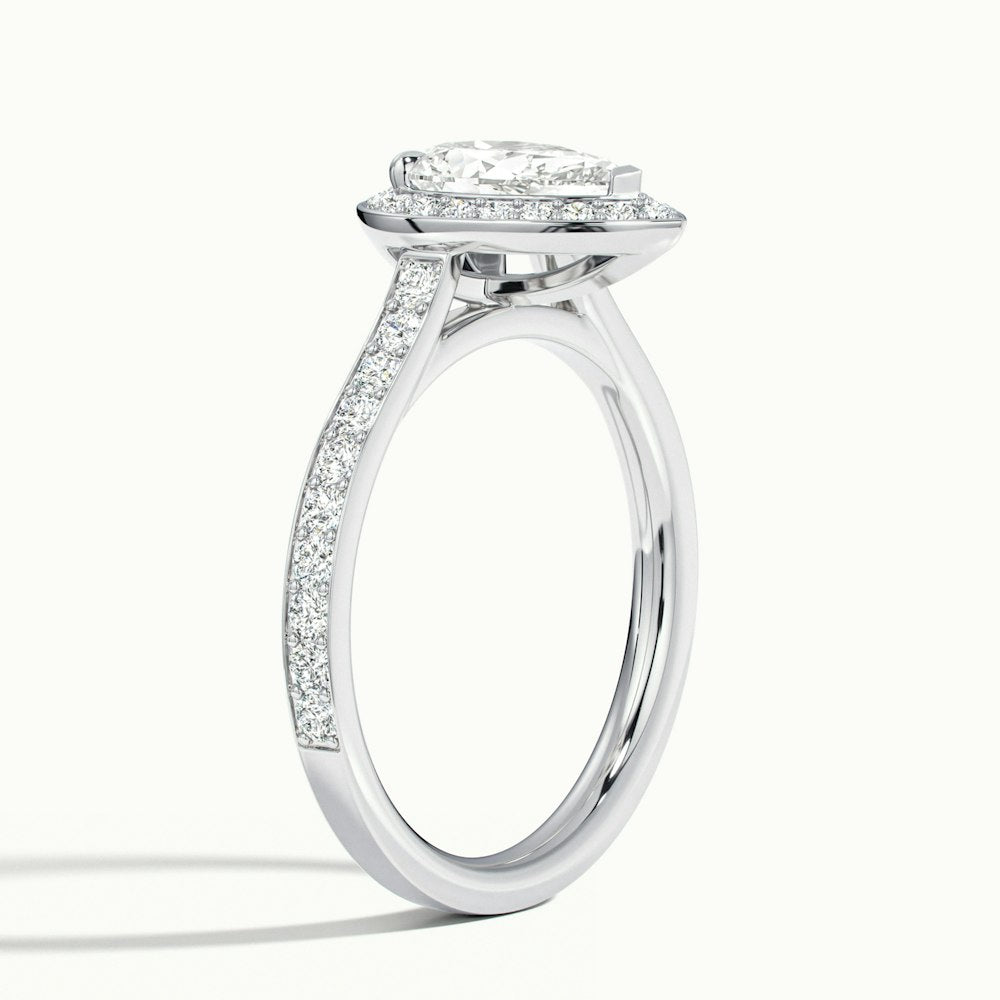 1.0 Carats Lab Grown Diamond Pear Shape E-VS1 Halo & Pave Engagement Ring