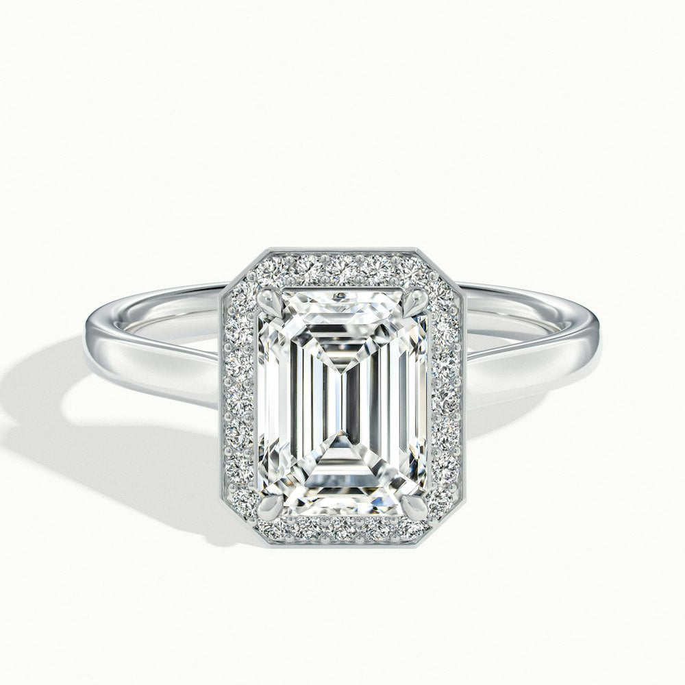 1.0 Carats Lab Grown Diamond Emerald Shape E-VS1 Halo Engagement Ring