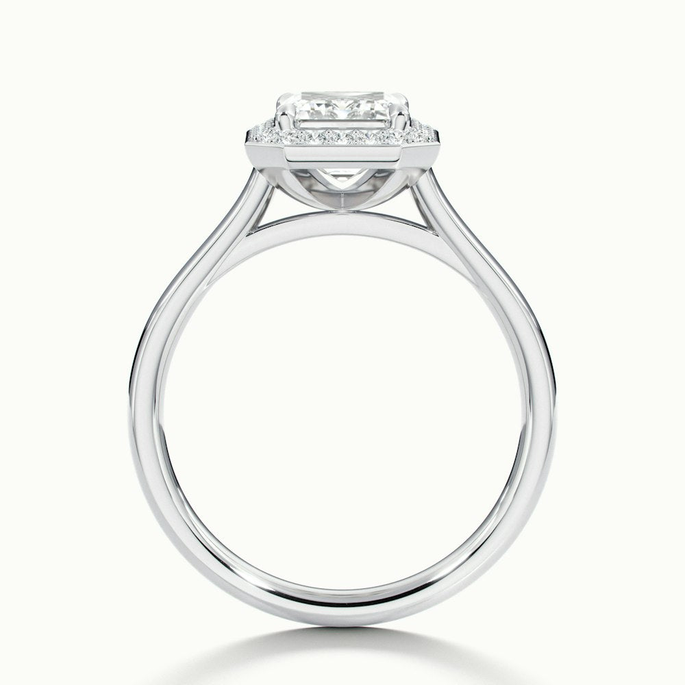 1.0 Carats Lab Grown Diamond Emerald Shape E-VS1 Halo Engagement Ring