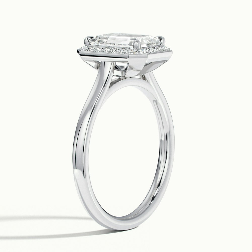 1.0 Carats Lab Grown Diamond Emerald Shape E-VS1 Halo Engagement Ring