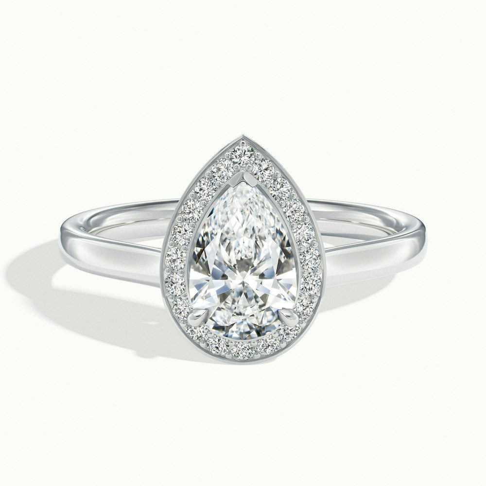 1.0 Carats Lab Grown Diamond Pear Shape E-VS1 Halo Engagement Ring