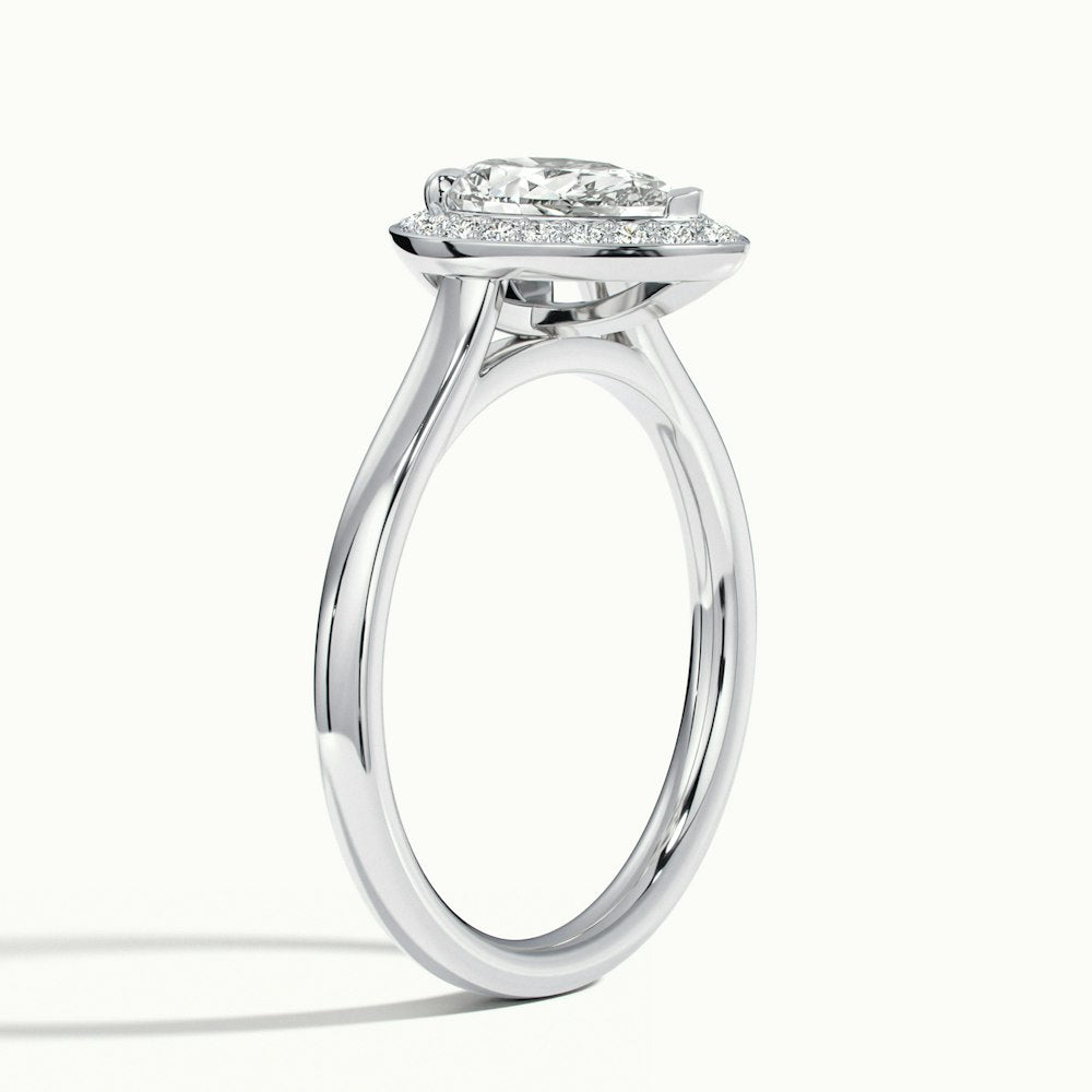1.0 Carats Lab Grown Diamond Pear Shape E-VS1 Halo Engagement Ring