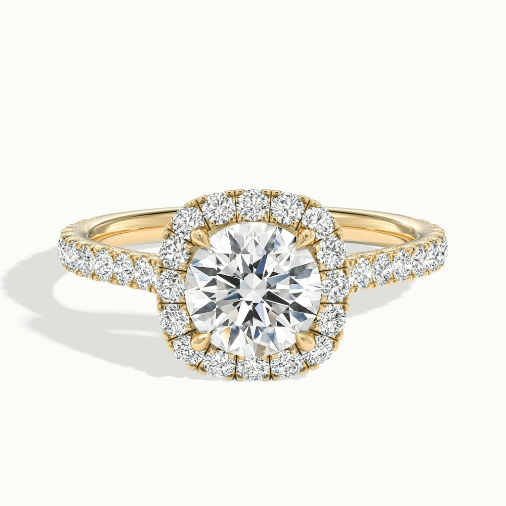 1.0 Carats Lab Grown Diamond Round Shape E-VS1 Halo & Pave Engagement Ring