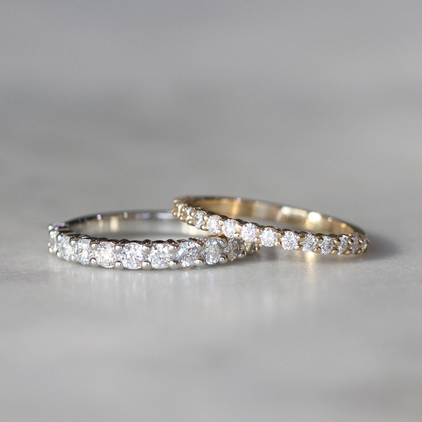 0.70 Carats Moissanite Round Shape U Shaped Wedding Band