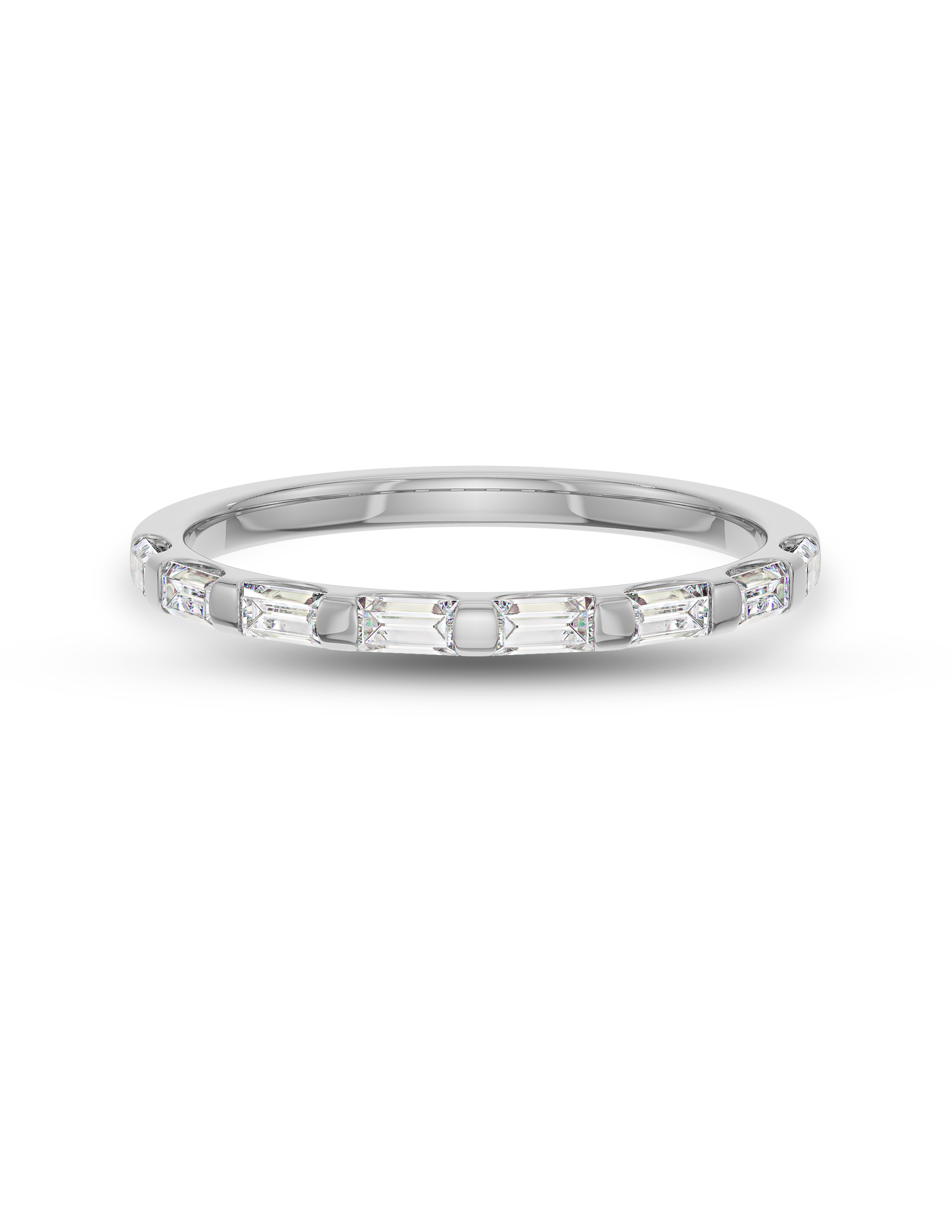0.15 Carats Moissanite Baguette Shape Half Eternity Wedding Band