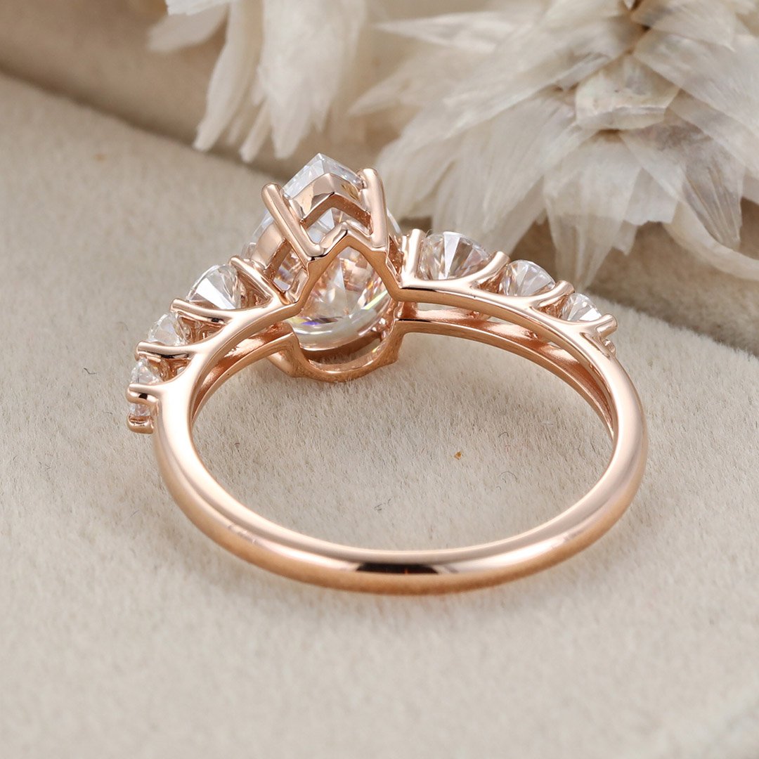 2.0 Carats Pear Shape Moissanite Pave Engagement Ring