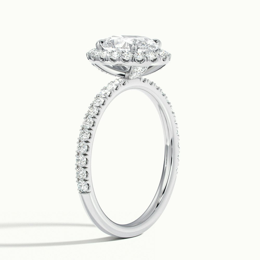 1.0 Carats Lab Grown Diamond Oval Shape E-VS1 Halo & Pave Engagement Ring