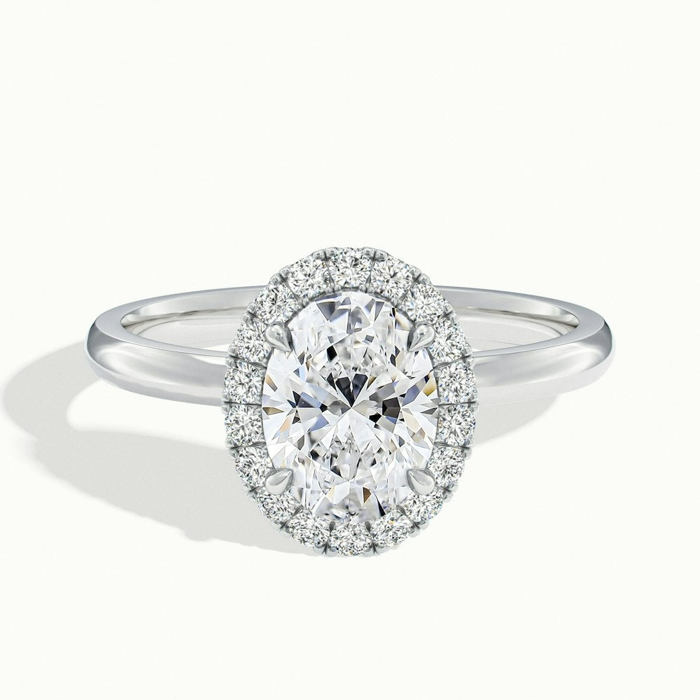 1.0 Carats Lab Grown Diamond Oval Shape E-VS1 Halo Engagement Ring
