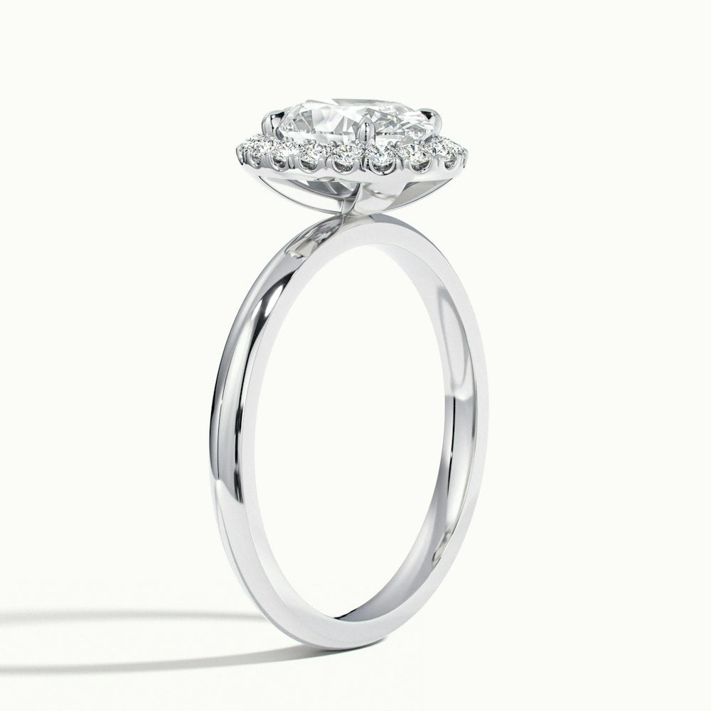 1.0 Carats Lab Grown Diamond Oval Shape E-VS1 Halo Engagement Ring