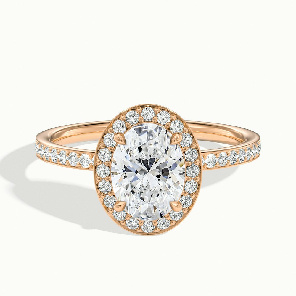 1.0 Carats Lab Grown Diamond Oval Shape E-VS2 Halo & Pave Engagement Ring