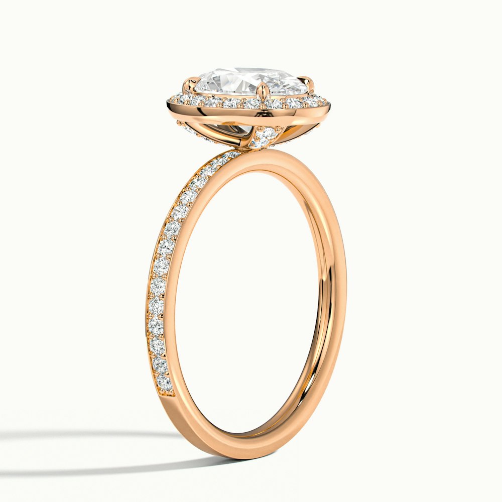 1.0 Carats Lab Grown Diamond Oval Shape E-VS2 Halo & Pave Engagement Ring