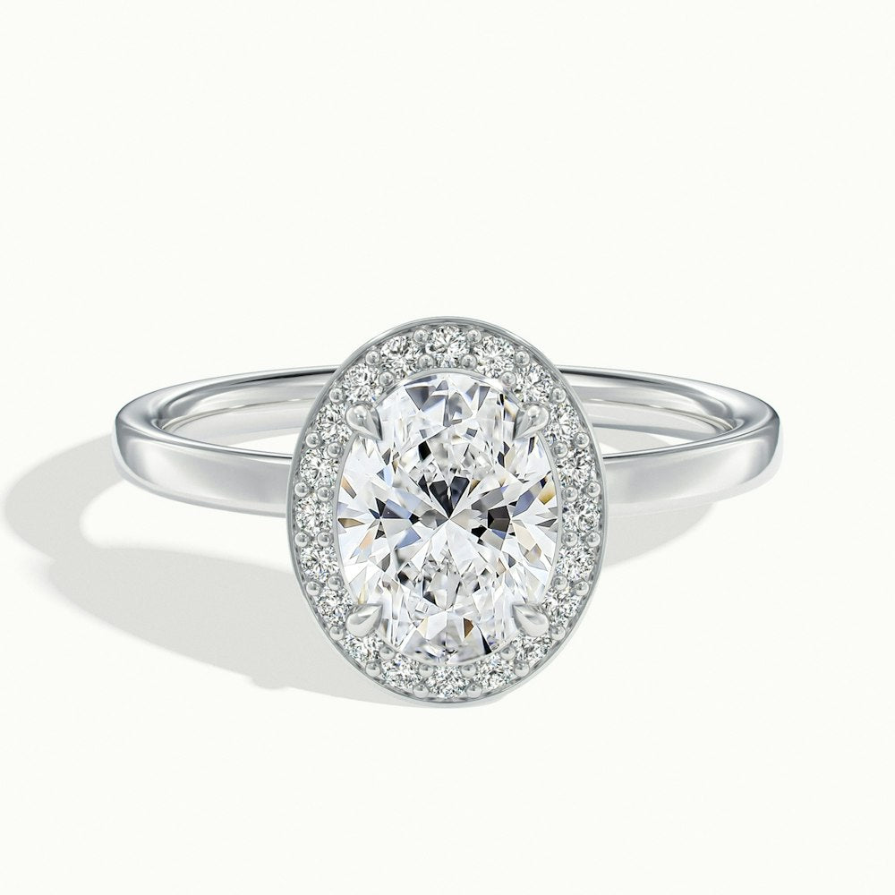 1.0 Carats Lab Grown Diamond Oval Shape E-VS1 Halo Engagement Ring