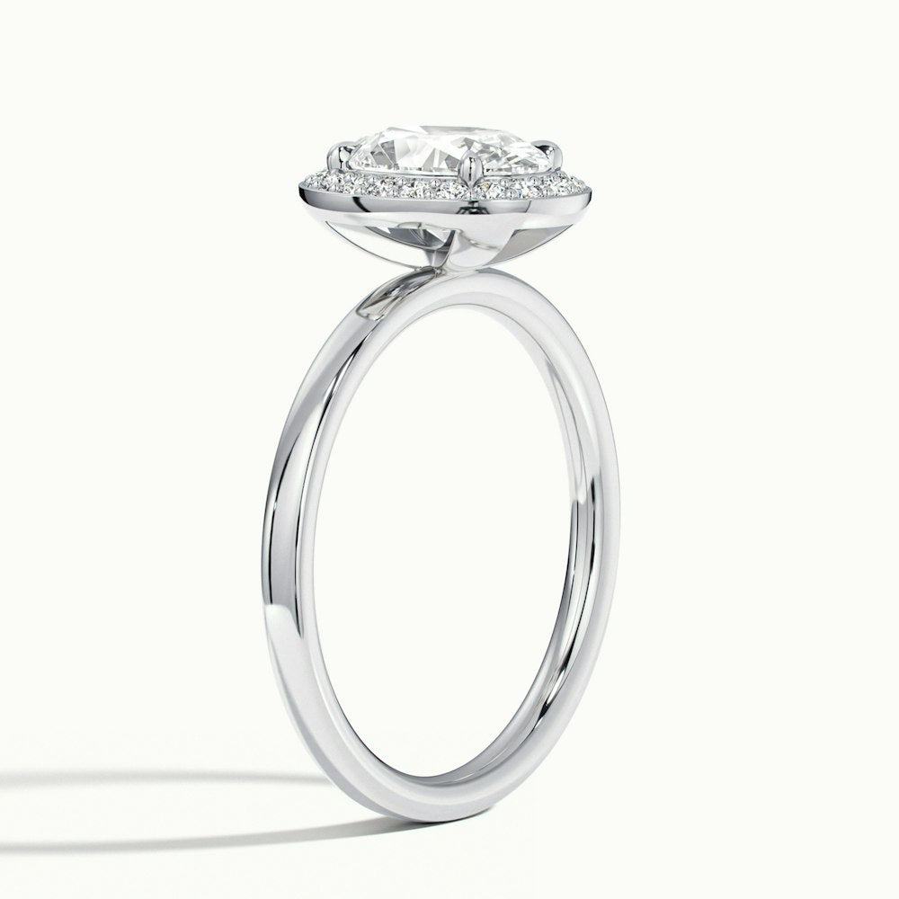 1.0 Carats Lab Grown Diamond Oval Shape E-VS1 Halo Engagement Ring