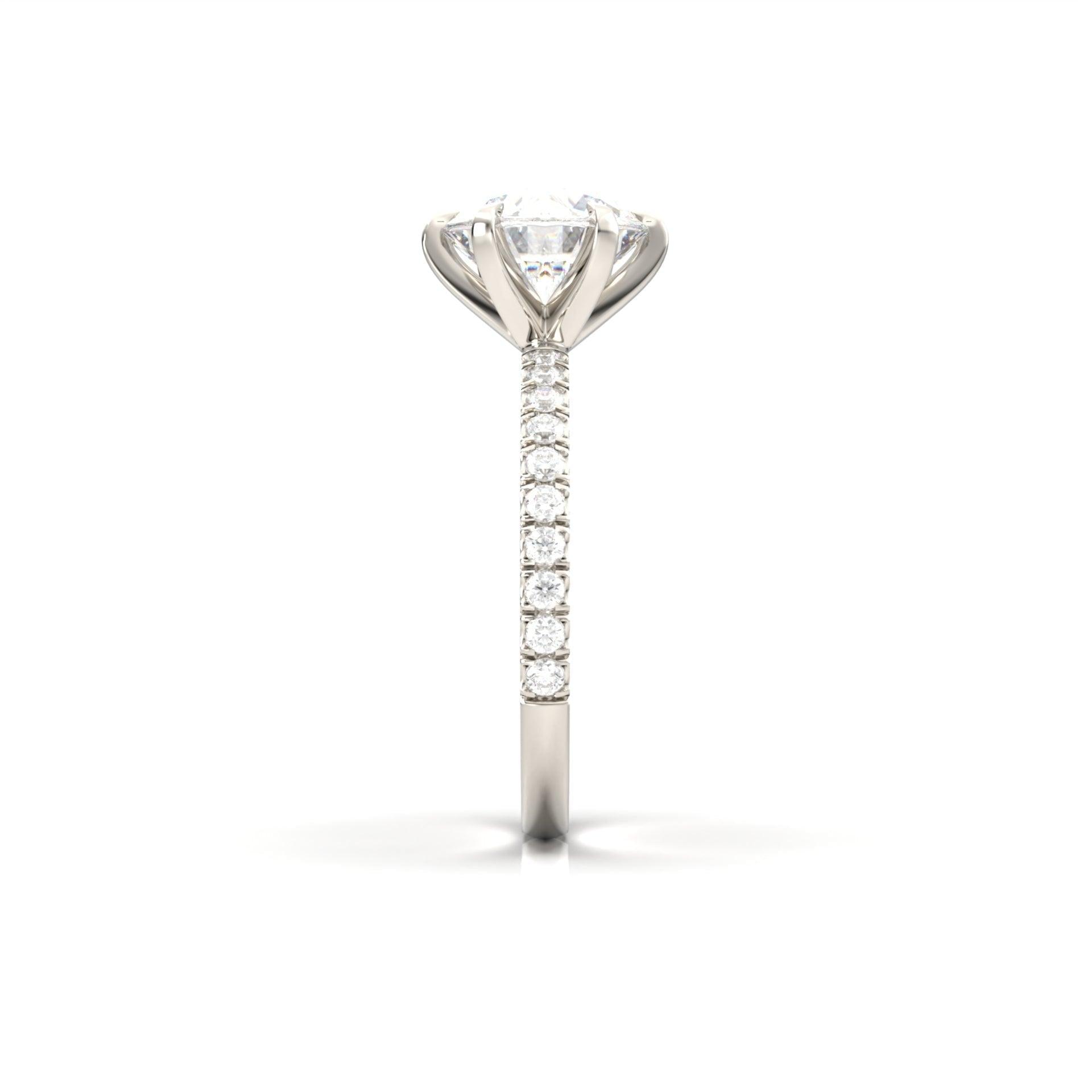 1.50 Carats Round Shape Moissanite Pave Engagement Ring