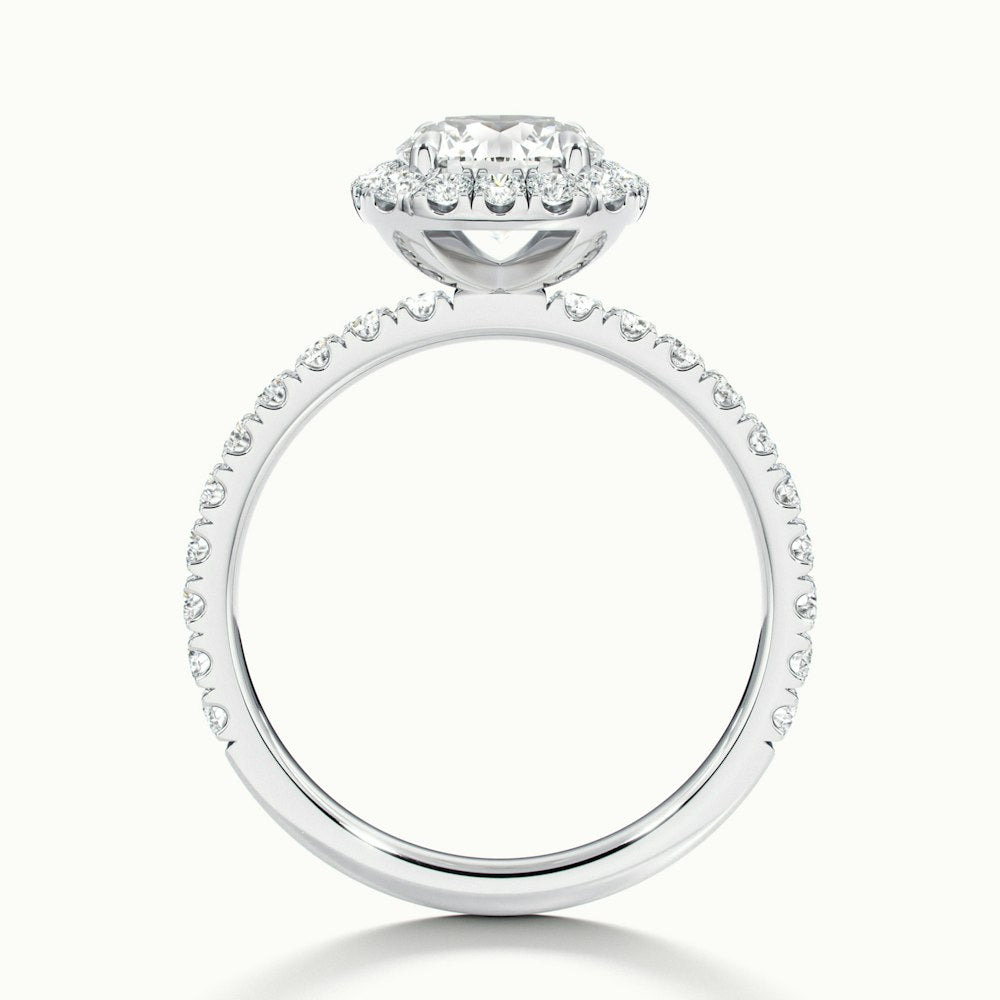 1.0 Carats Lab Grown Diamond Round Shape E-VS2 Halo & Pave Engagement Ring