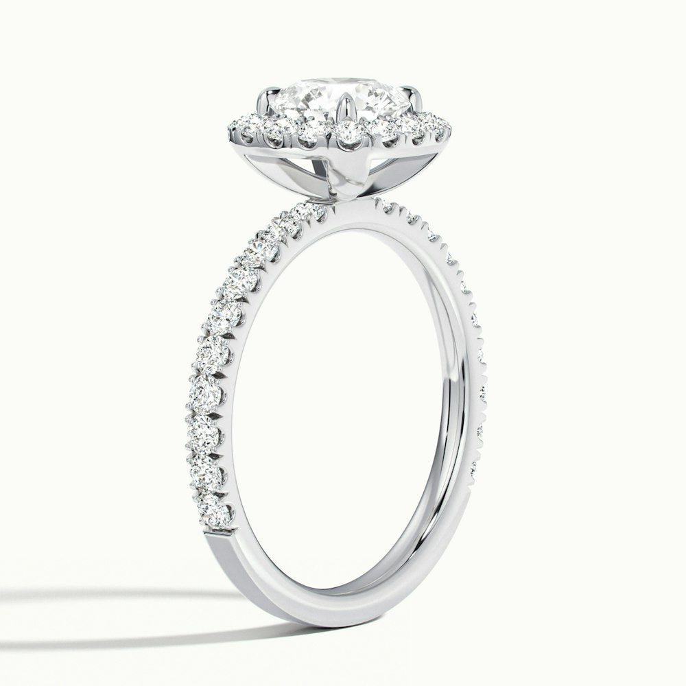 1.0 Carats Lab Grown Diamond Round Shape E-VS2 Halo & Pave Engagement Ring