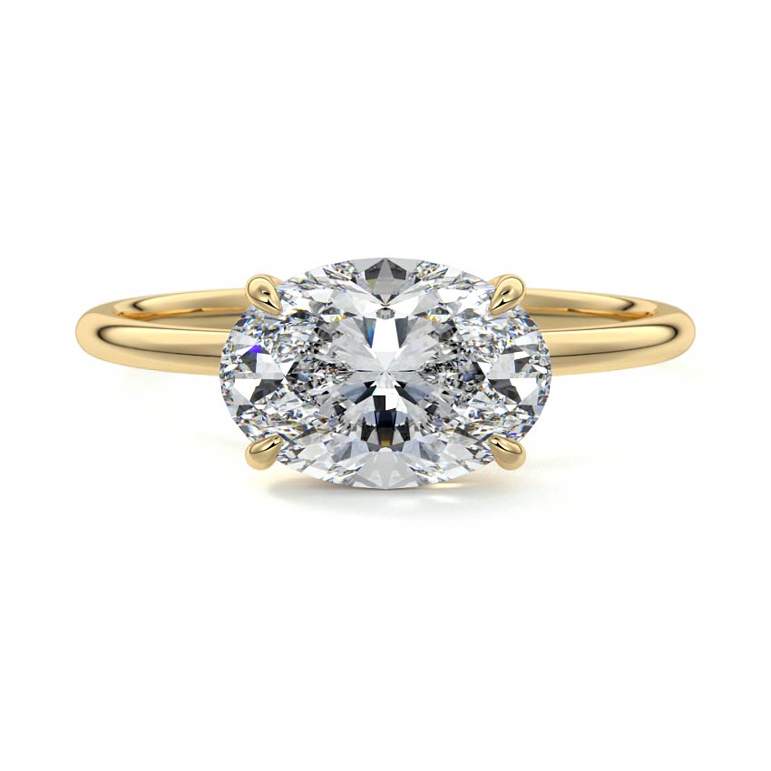 3.0 Carats Lab Grown Diamond East West Oval Shape E-VS1 Solitaire Engagement Ring