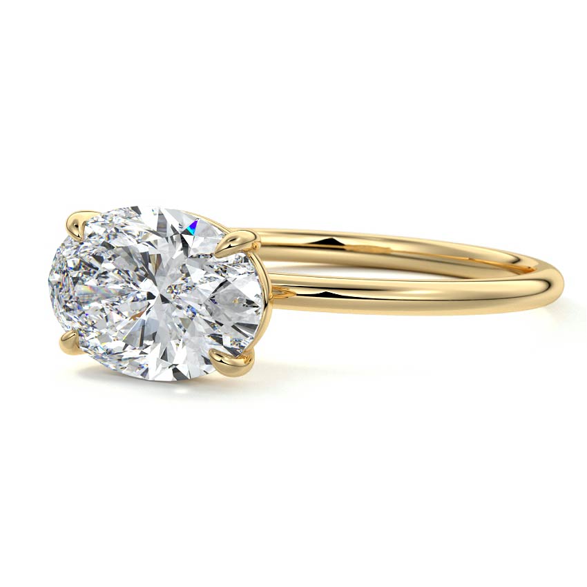3.0 Carats Lab Grown Diamond East West Oval Shape E-VS1 Solitaire Engagement Ring