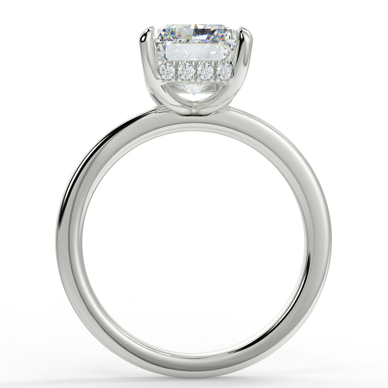 3.0 Carats Radiant Shape Moissanite Hidden Halo Engagement Ring