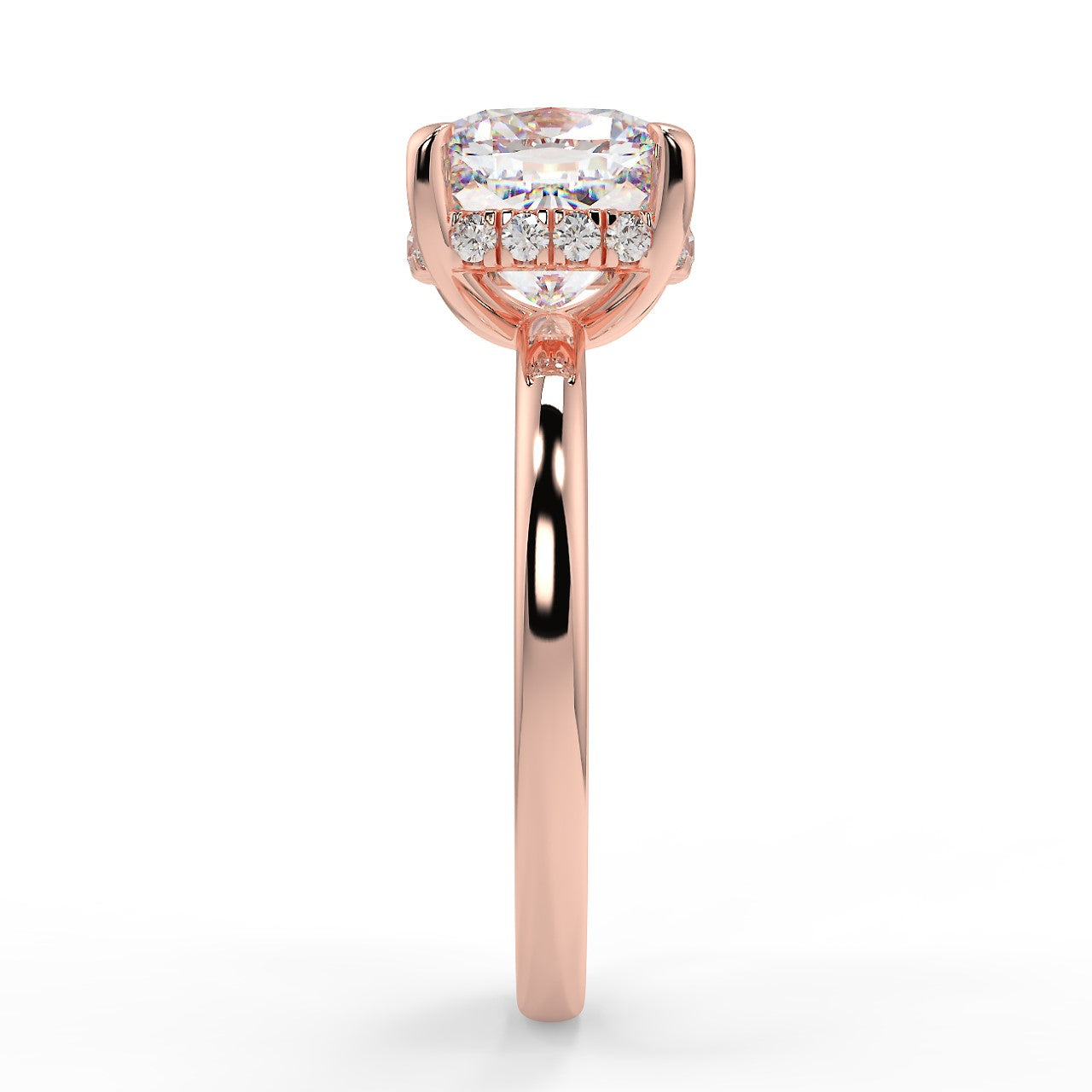 2.20 Carats Cushion Shape Moissanite Hidden Halo Engagement Ring