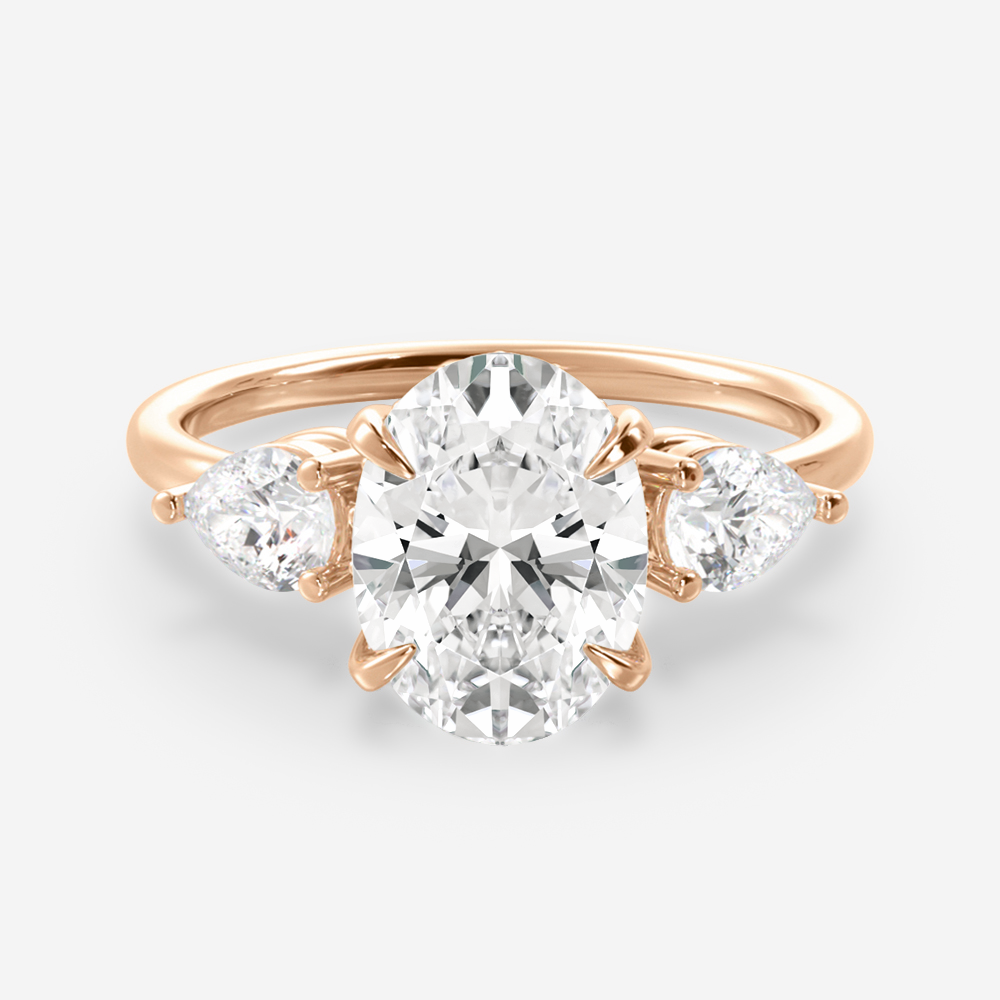 1.25 Carats Oval Shape Moissanite Three Stone Engagement Ring