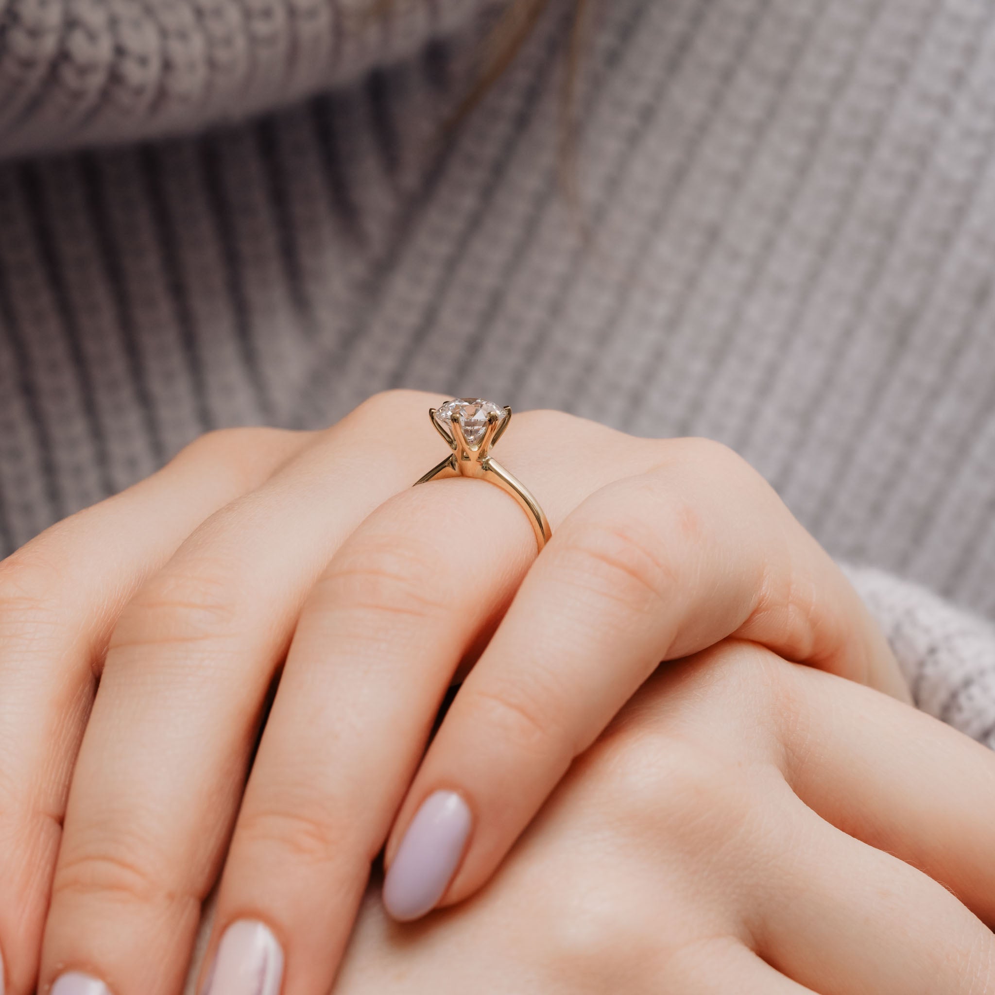 1.25 Carats Round Shape Moissanite Solitaire Engagement Ring