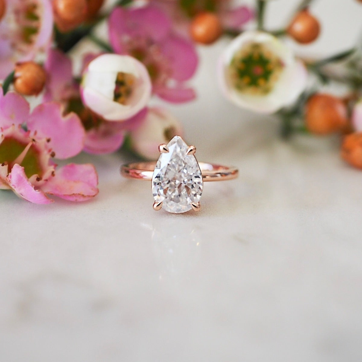 2.80 Carats Pear Shape Moissanite Solitaire Engagement Ring