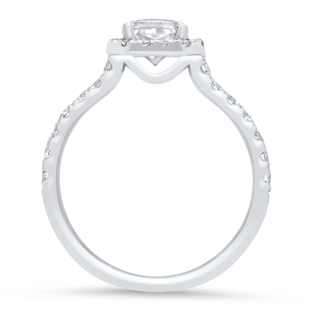 1.01 Carats Pear Shape Moissanite Halo & Pave Engagement Ring