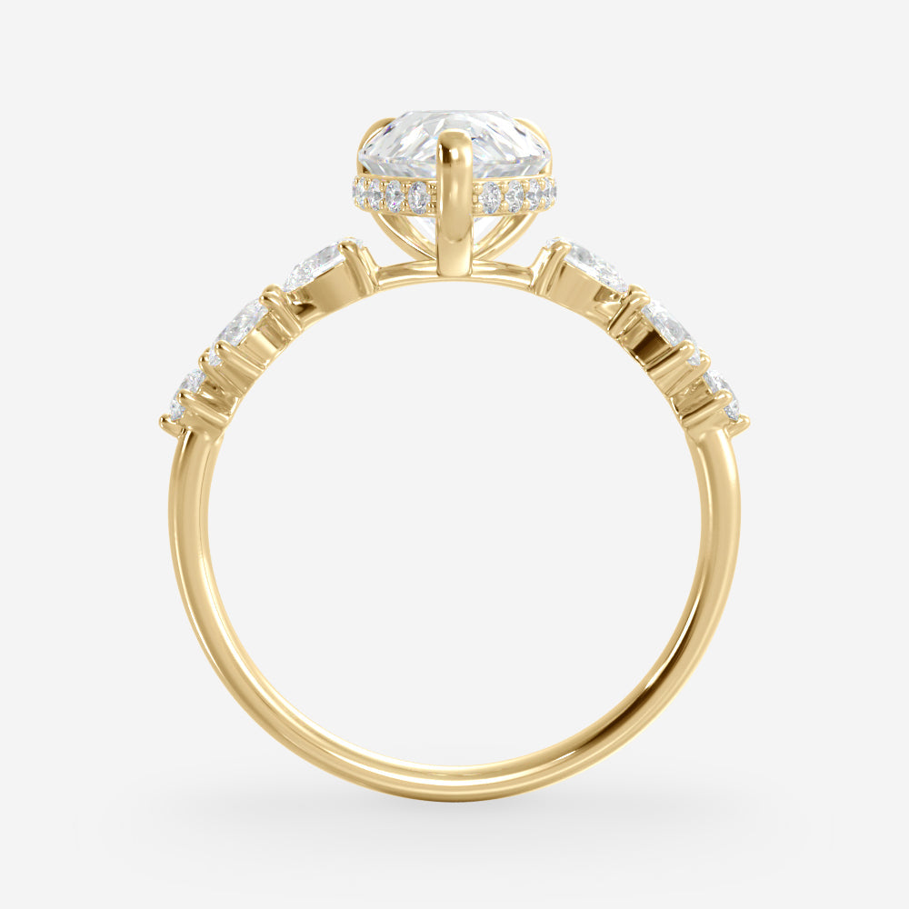1.20 Carats Pear Shape Moissanite Hidden Halo Engagement Ring