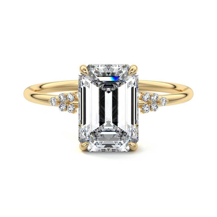4.0 Carats Lab Grown Diamond Emerald Shape E-VS1 Cluster Engagement Ring