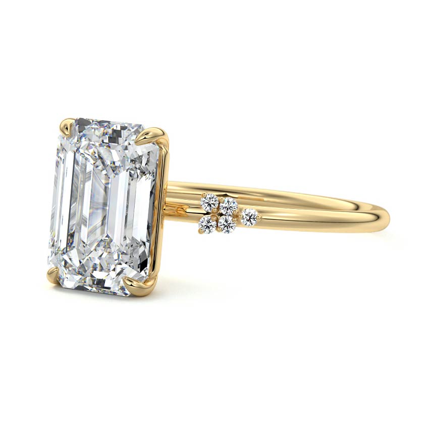 4.0 Carats Lab Grown Diamond Emerald Shape E-VS1 Cluster Engagement Ring