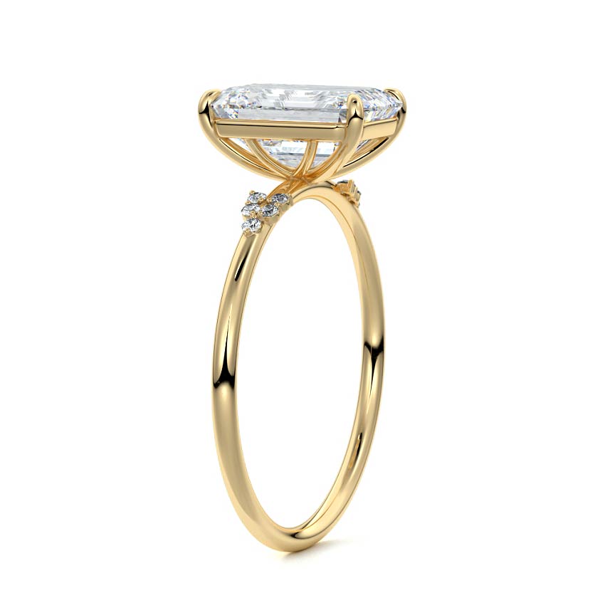 4.0 Carats Lab Grown Diamond Emerald Shape E-VS1 Cluster Engagement Ring