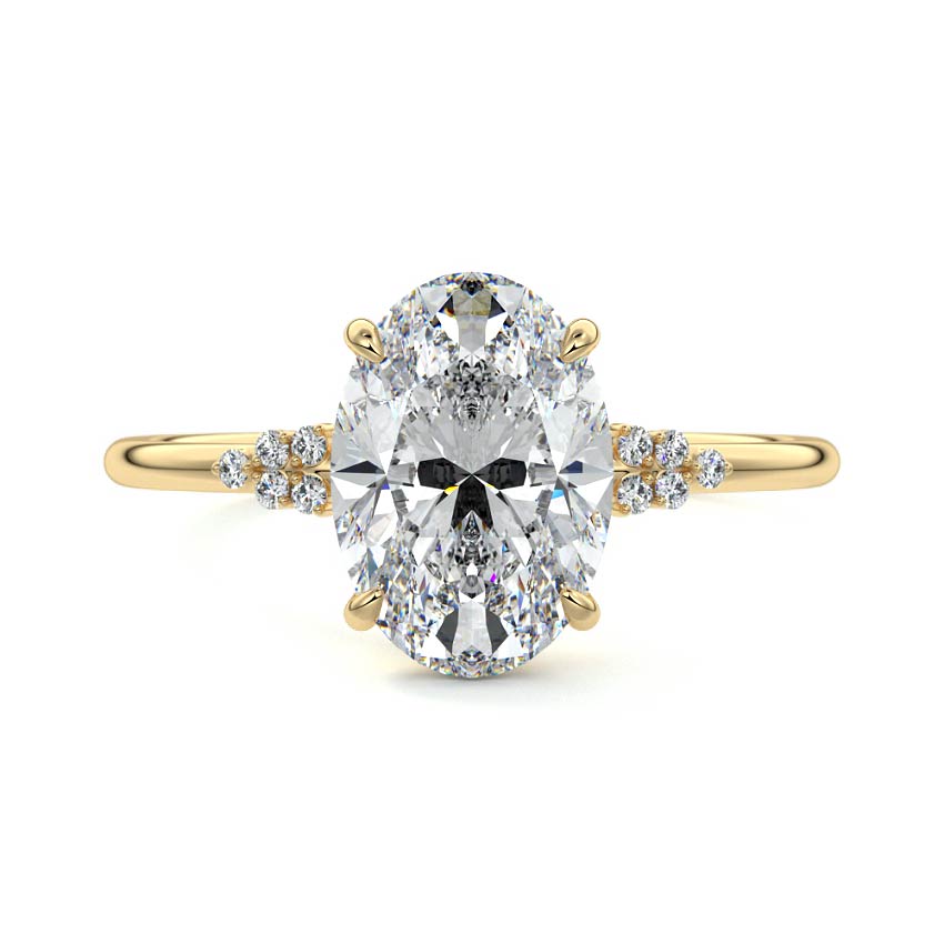 3.50 Carats Lab Grown Diamond Oval Shape E-VS1 Cluster Engagement Ring