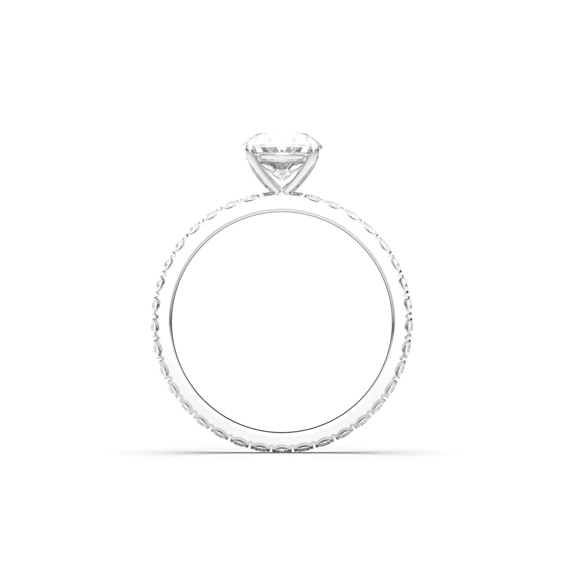 1.0 Carats Oval Shape Moissanite Pave Engagement Ring