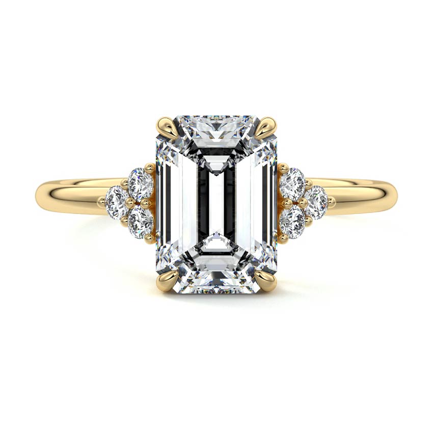 4.50 Carats Lab Grown Diamond Emerald Shape E-VS1 Cluster Engagement Ring