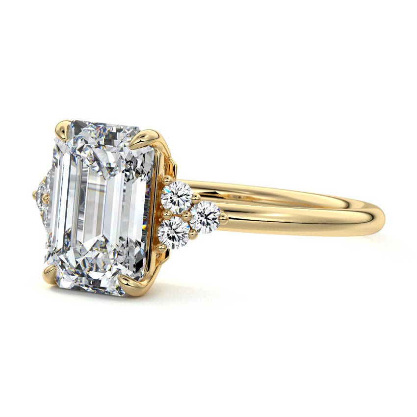 4.50 Carats Lab Grown Diamond Emerald Shape E-VS1 Cluster Engagement Ring