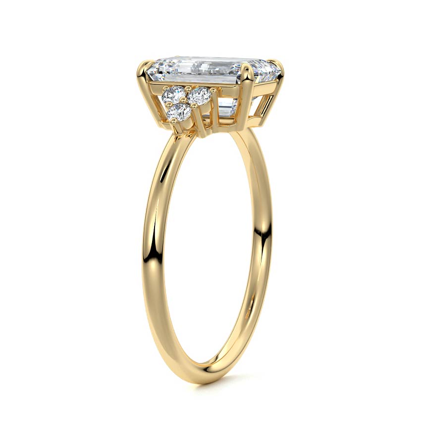 4.50 Carats Lab Grown Diamond Emerald Shape E-VS1 Cluster Engagement Ring