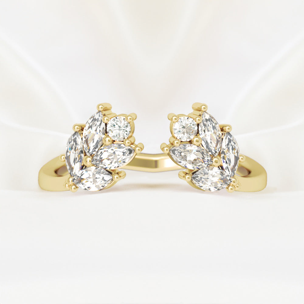 0.25 Carats Moissanite Round & Pear Shape Open Wedding Band
