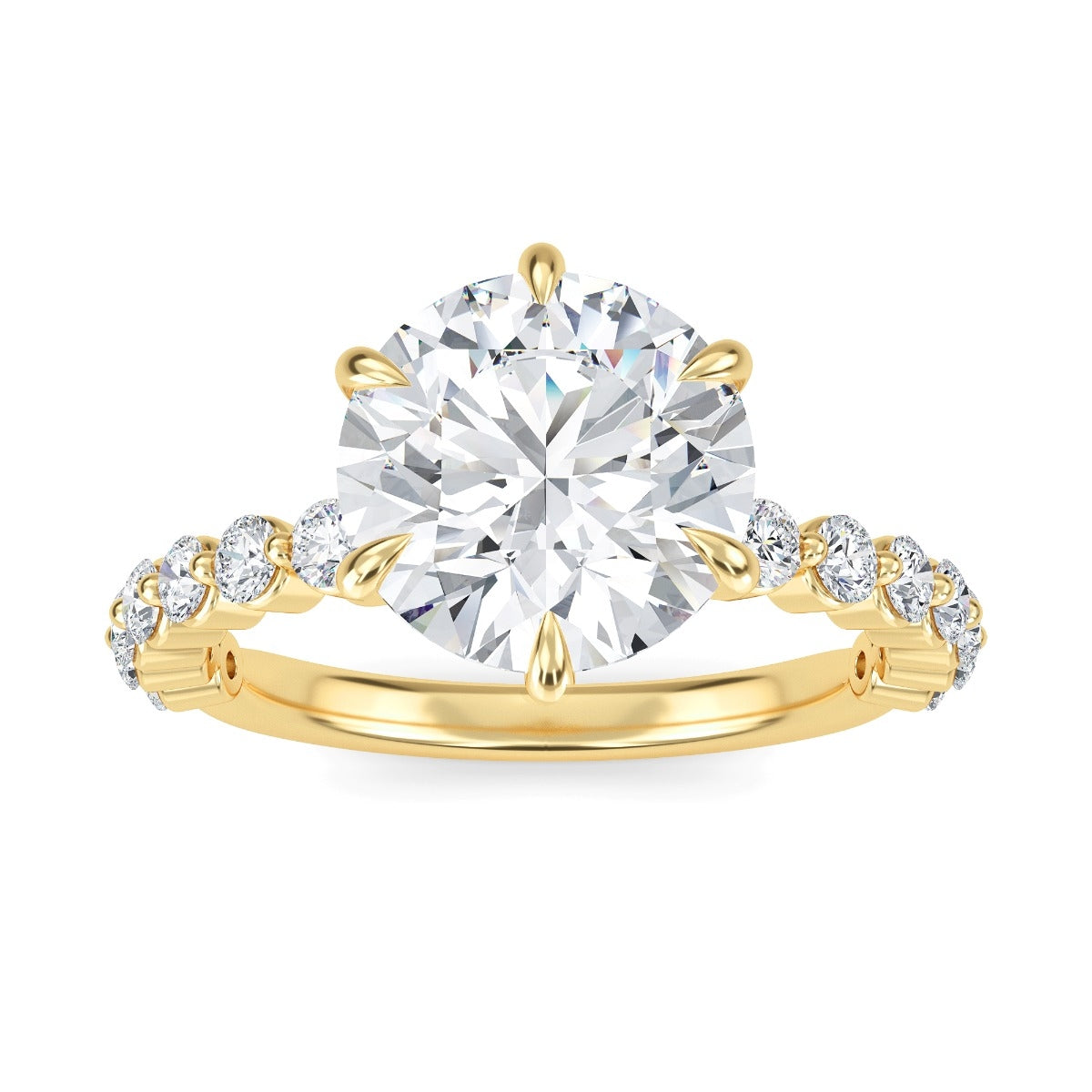 2.0 Carats Round Shape Moissanite Pave Engagement Ring