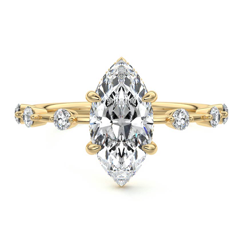 4.0 Carats Lab Grown Diamond Marquise Shape E-VS1 Hidden Halo & Dainty Pave Engagement Ring