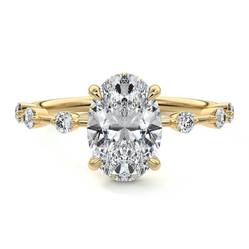 2.50 Carats Lab Grown Diamond Oval Shape E-VS1 Hidden Halo Engagement Ring
