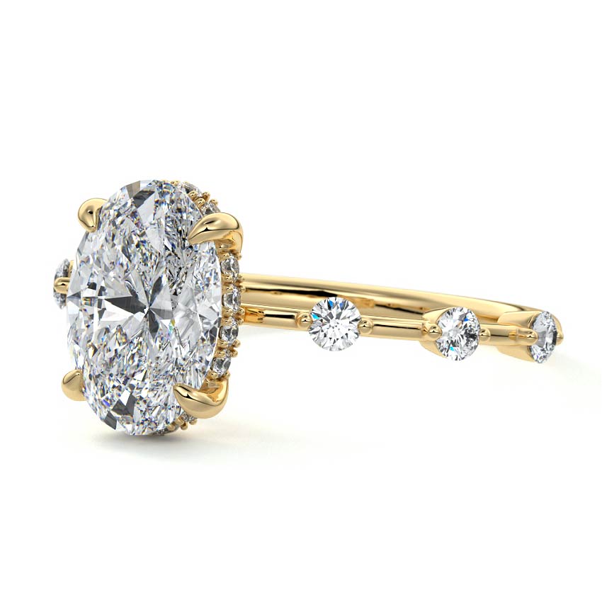 2.50 Carats Lab Grown Diamond Oval Shape E-VS1 Hidden Halo Engagement Ring