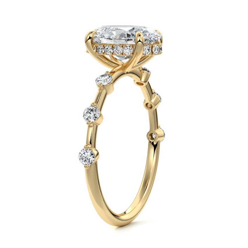 2.50 Carats Lab Grown Diamond Oval Shape E-VS1 Hidden Halo Engagement Ring