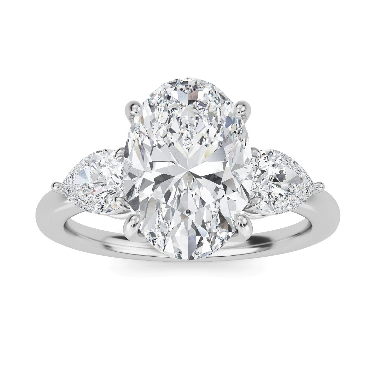 2.50 Carats Oval Shape Moissanite Three Stone Engagement Ring