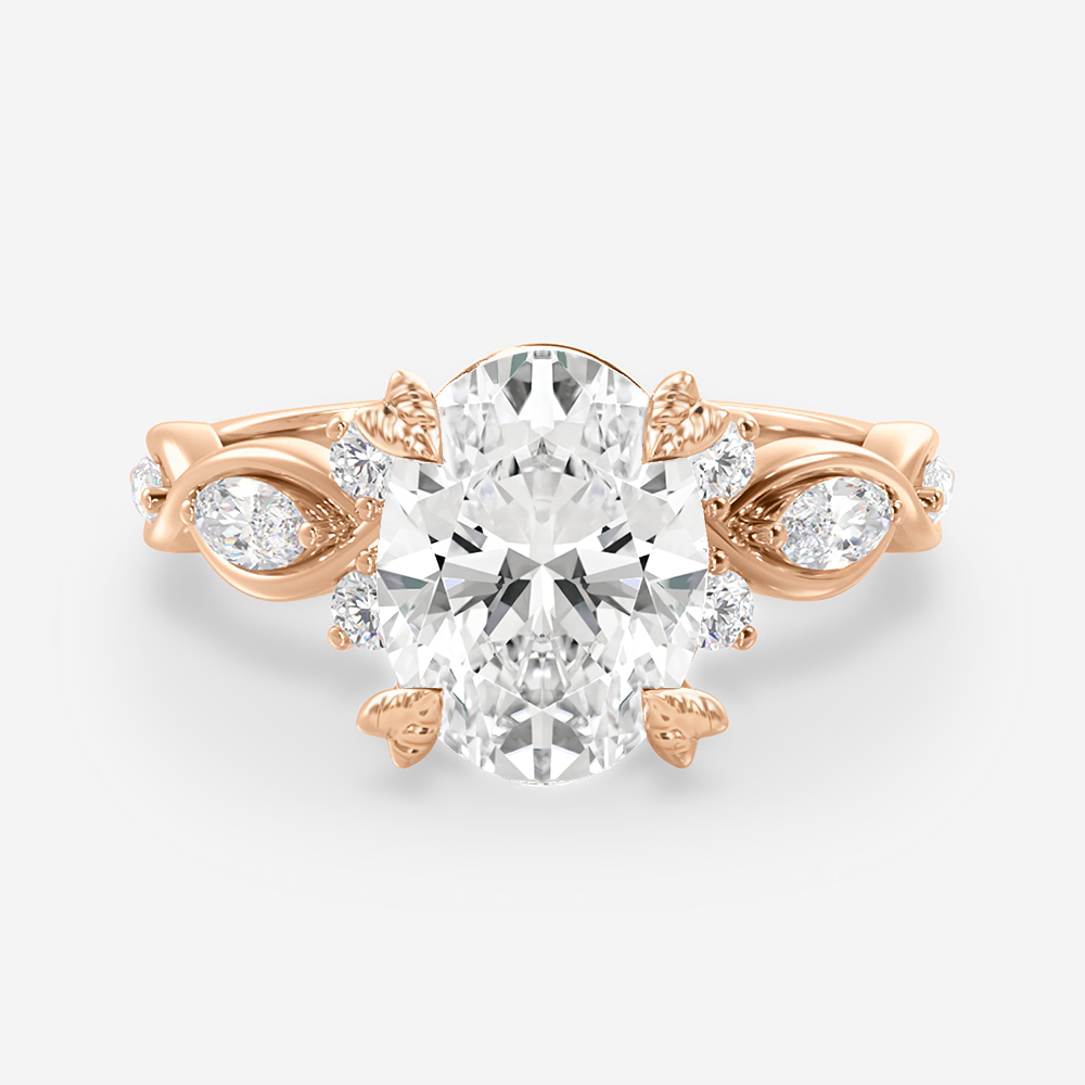 2.10 Carats Oval Shape Moissanite Pave Engagement Ring