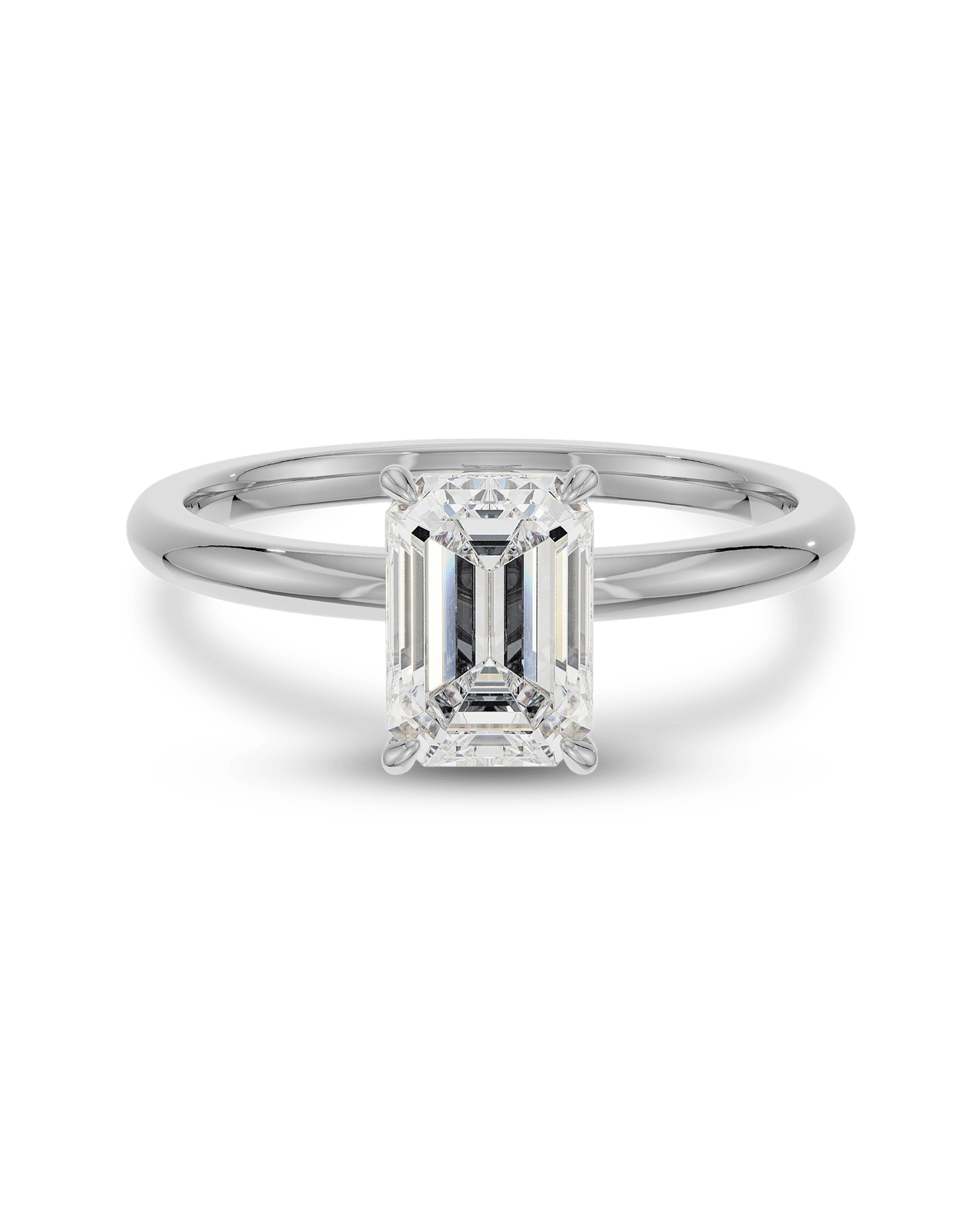 1.50 Carats Emerald Shape Moissanite Solitaire Engagement Ring