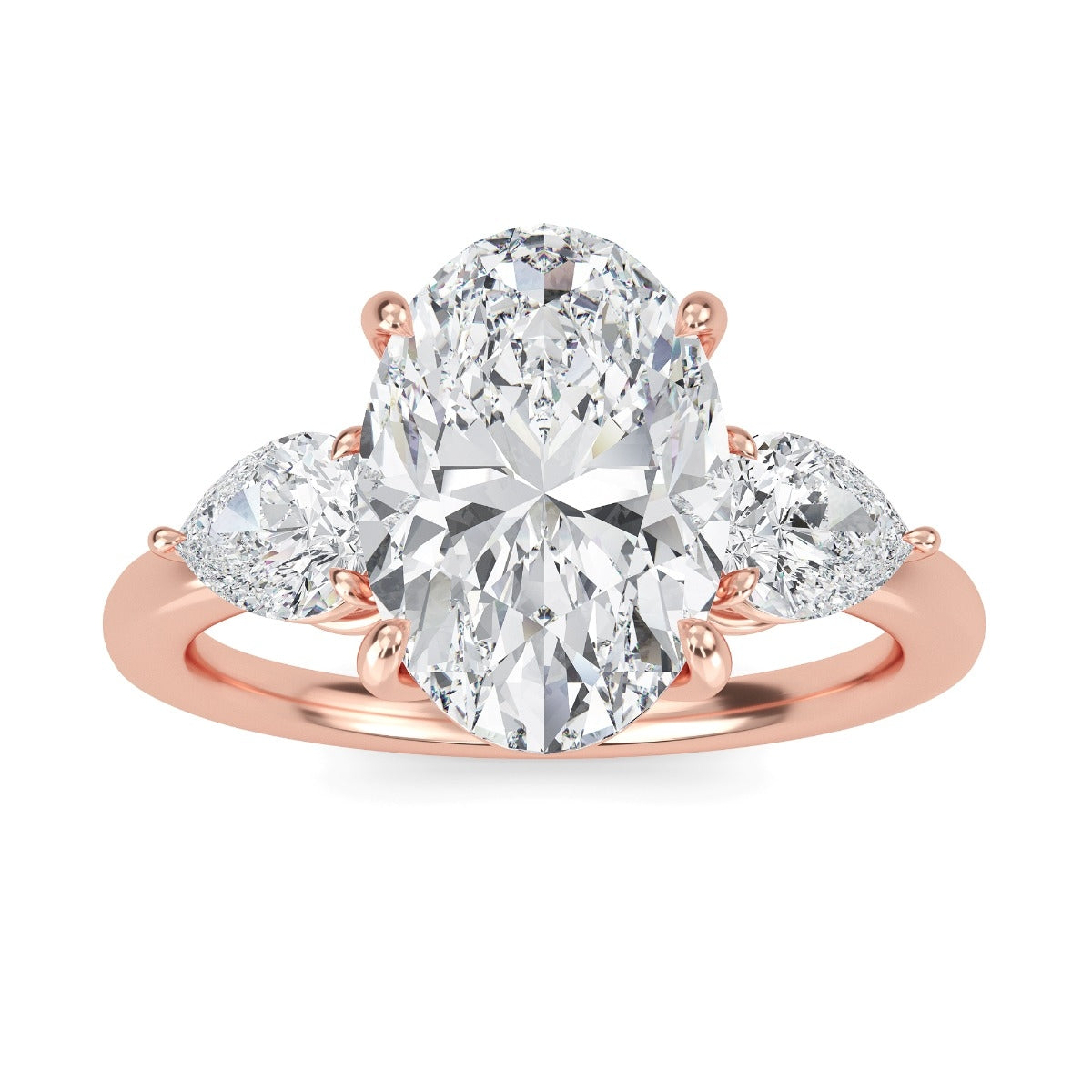 2.50 Carats Oval Shape Moissanite Three Stone Engagement Ring