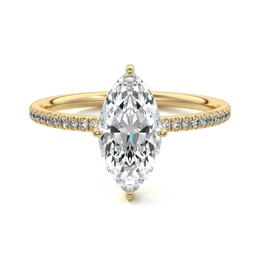 3.50 Carats Lab Grown Diamond Marquise Shape E-VS1 Hidden Halo & Pave Engagement Ring